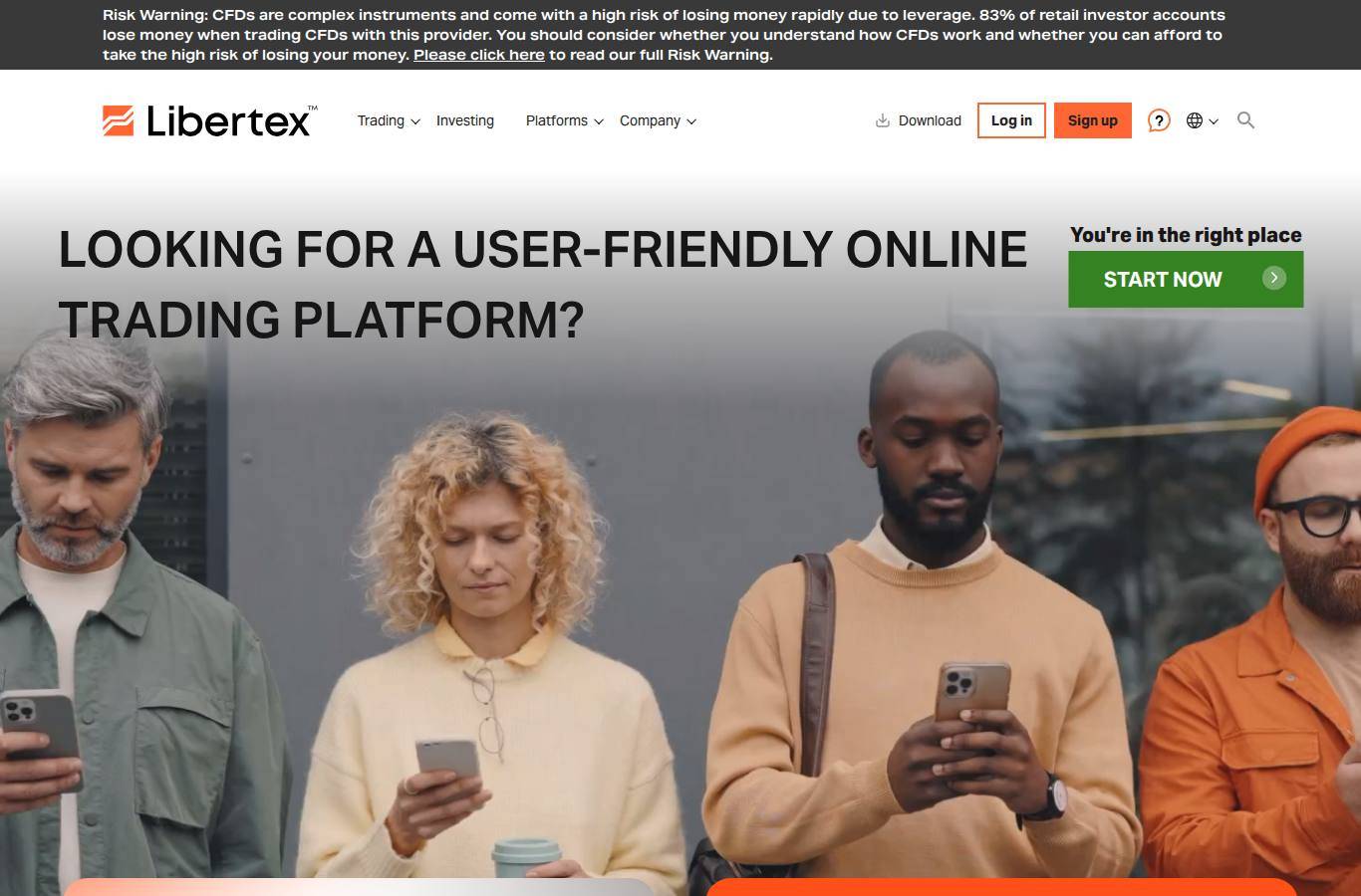 Screenshot of the Libertex website