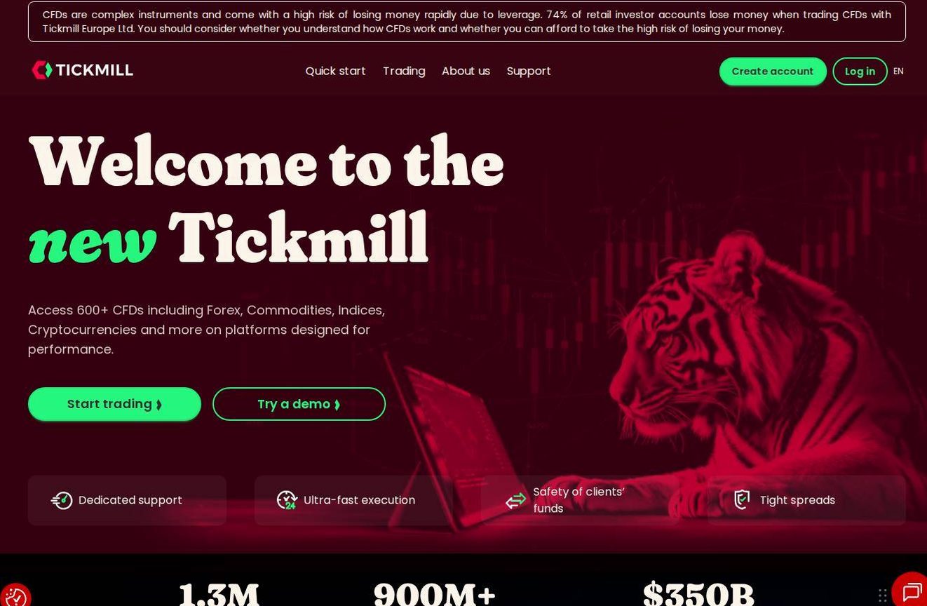 The platform page on the Tickmill website